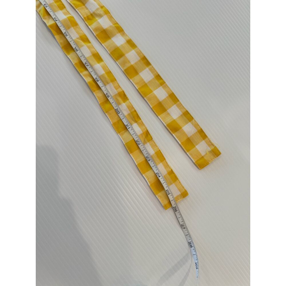 AQUA Butter Yellow Gingham Tie Shoulder Mini Dress S Cottagecore Picniccore - Picture 9 of 16
